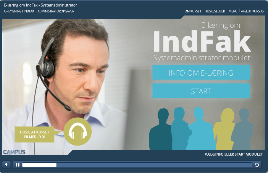 Skærmbillede af IndFak kursus i Campus