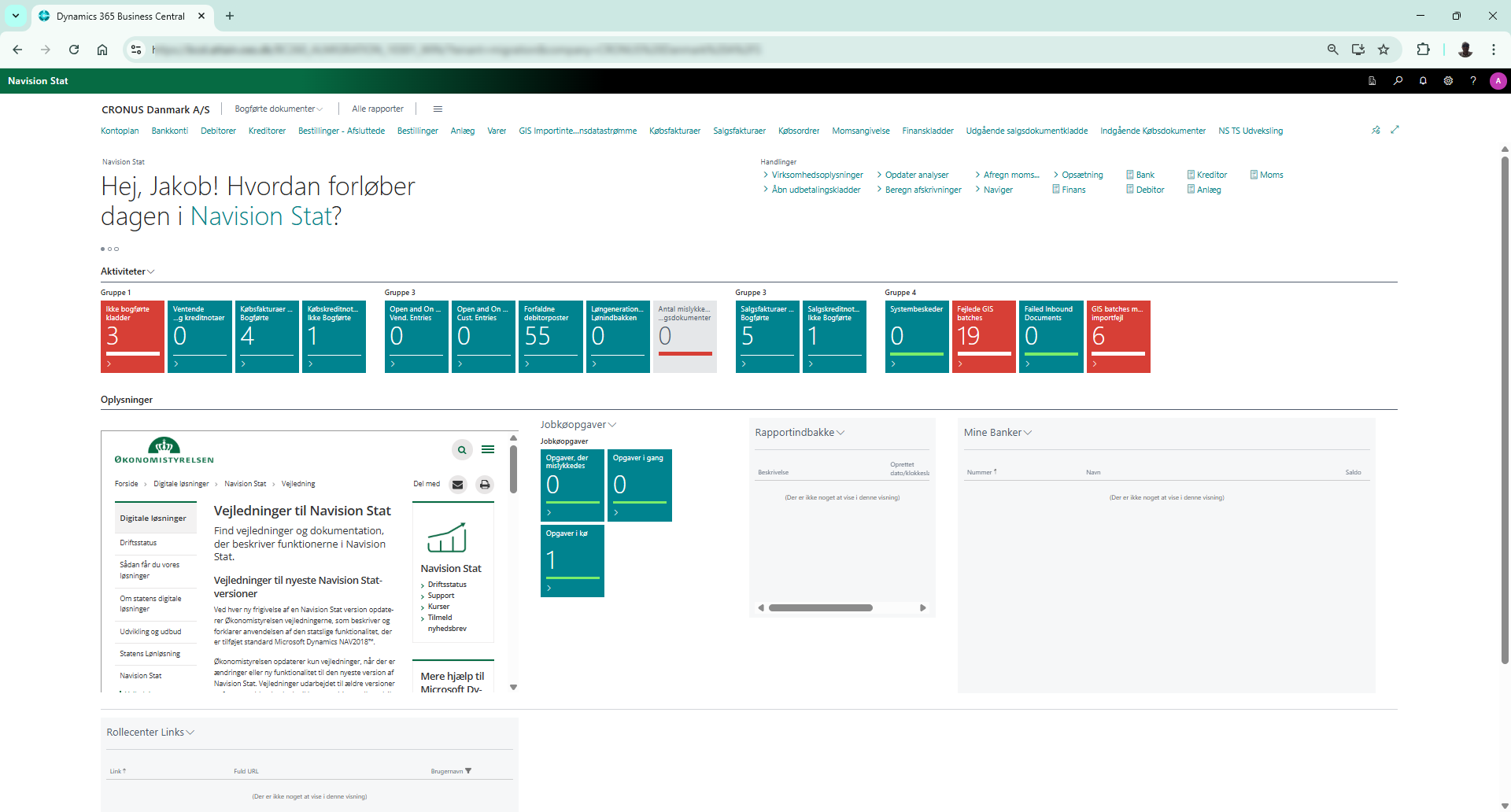 Billedet viser et eksempel på, hvordan den nye brugergrænseflade i Navision Stat kunne komme til at se ud i den nye klient.  