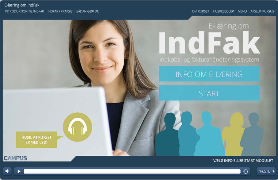 Skærmbillede af IndFak kursus i Campus